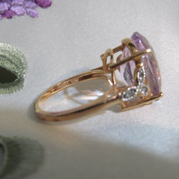 QJ India Quintessence Jewelry Gold Plated 925 Silver Light Amethyst Ring Size 10 - Picture 6 of 16